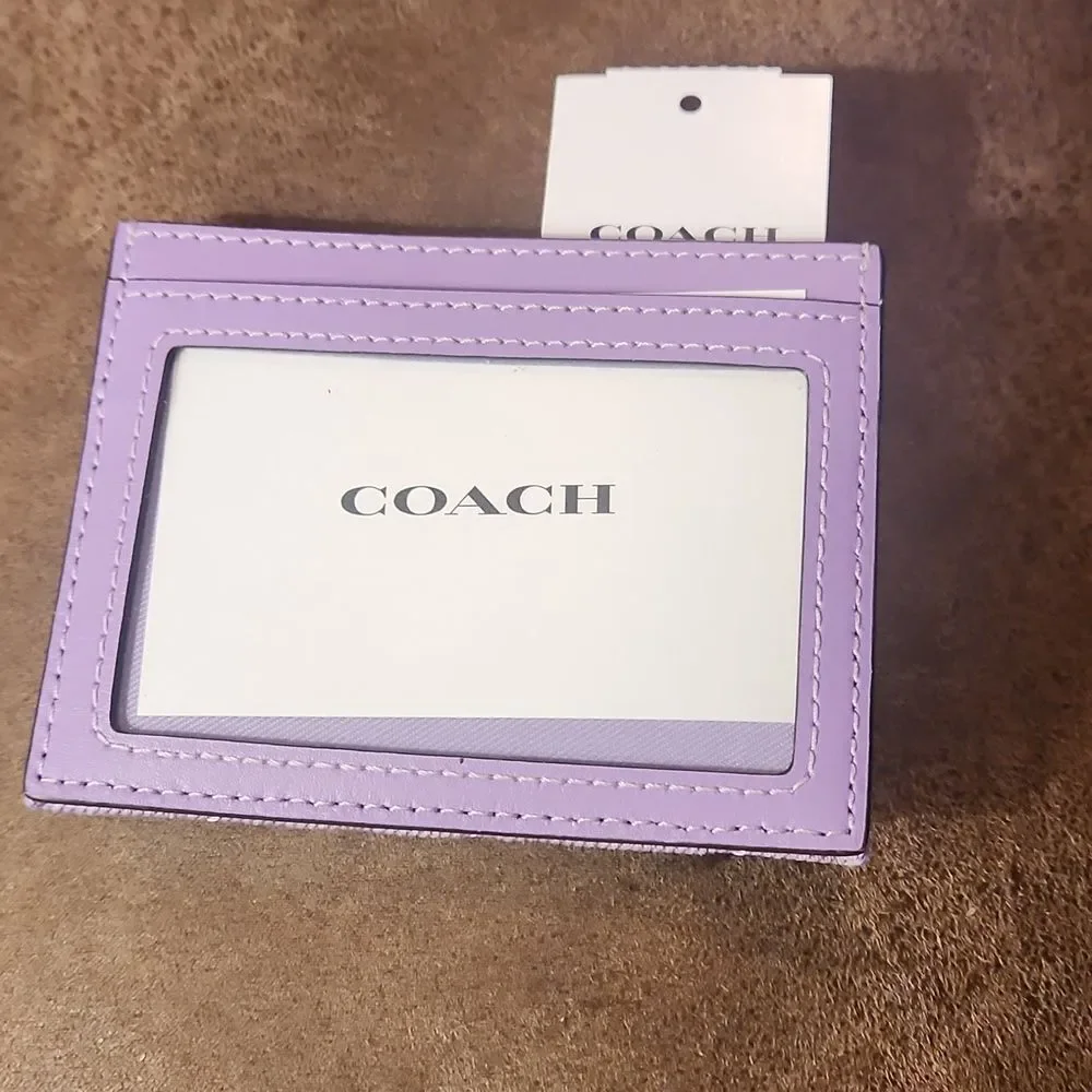 Coach Purple Denim Quilted Card Holder Brand New